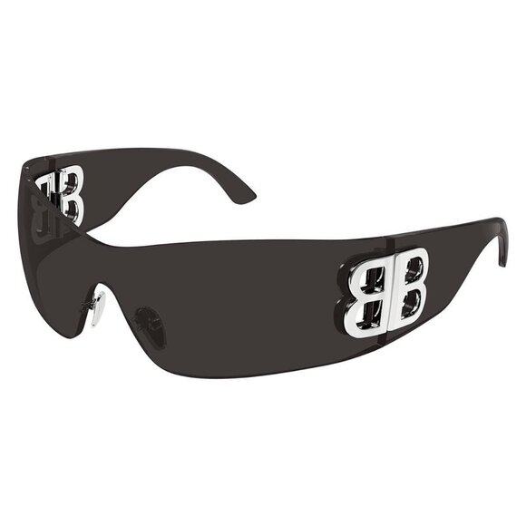 New Authentic  BALENCIAGA Grey Shield BB0359S 001 Sunglasses Women - Picture 1 of 5